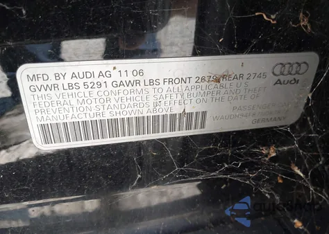 2007 Audi A6 3.2 из США, поврежденный, VIN WAUDH94F87N087878